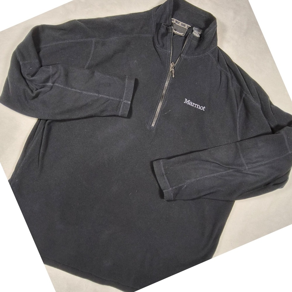 Marmot Fleece Pullover Mens XXL Black 1/4 Zip Long Sleeve Mock Neck Hiking Top